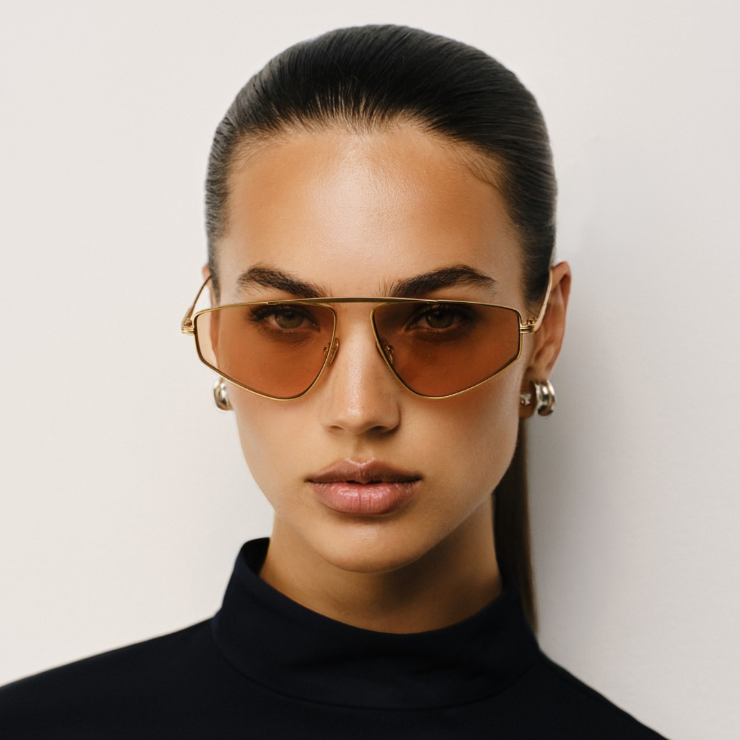 Riley in Gold Metal Amber Lens